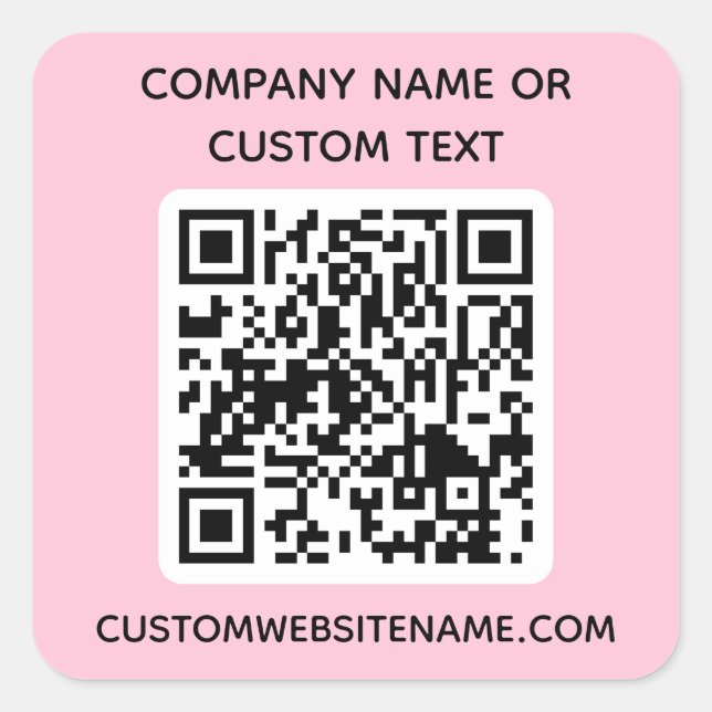 Custom QR Code and Text Square Sticker (Front)