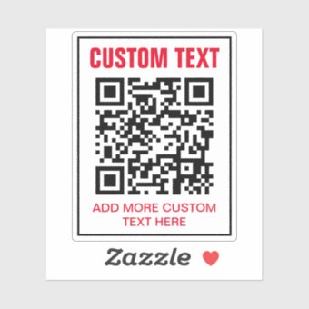 Custom QR code and text Sticker | Zazzle
