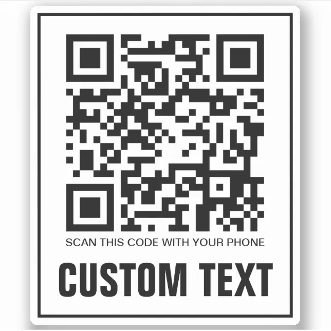Custom QR code and text Sticker | Zazzle