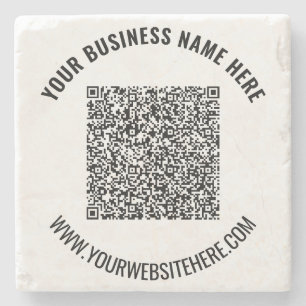 Custom QR Code and Text Stone Coaster Template