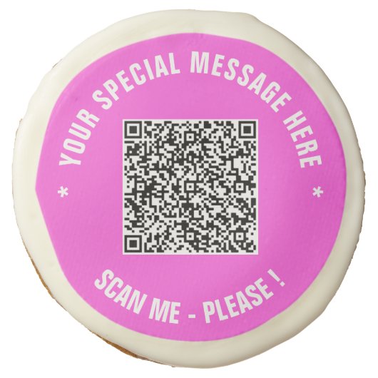 Custom QR Code and Text Sugar Cookie - Your Colors (Front)