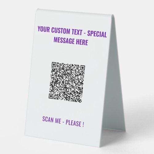 Custom QR Code and Text Table Sign _ Your Colors