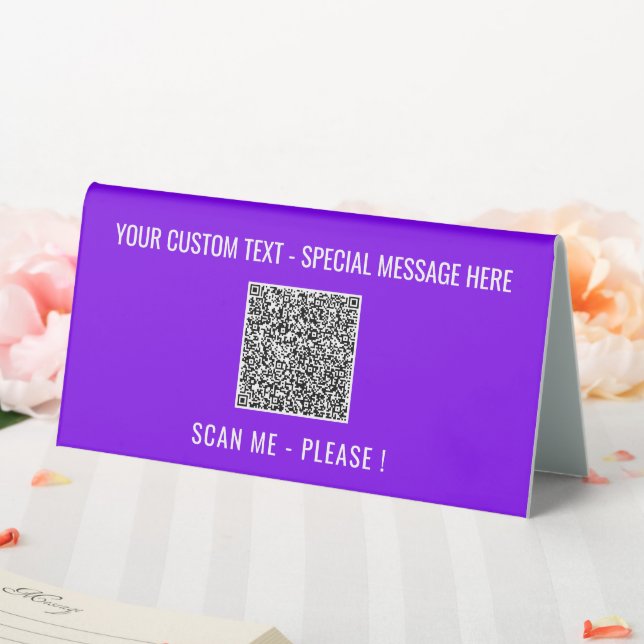 Custom QR Code and Text Table Tent Sign Template (In SItu (Wedding))