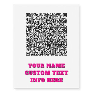 Custom QR Code and Text Temporary Tattoos Template