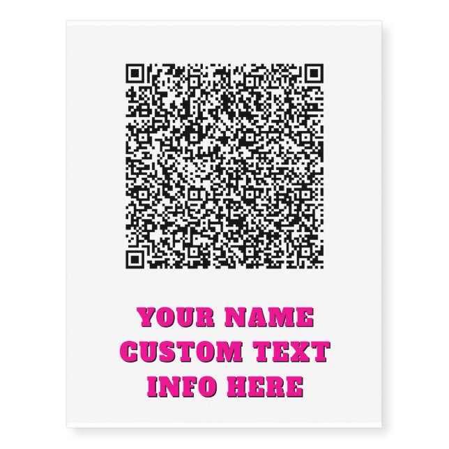 Custom QR Code and Text Temporary Tattoos Template (Front)