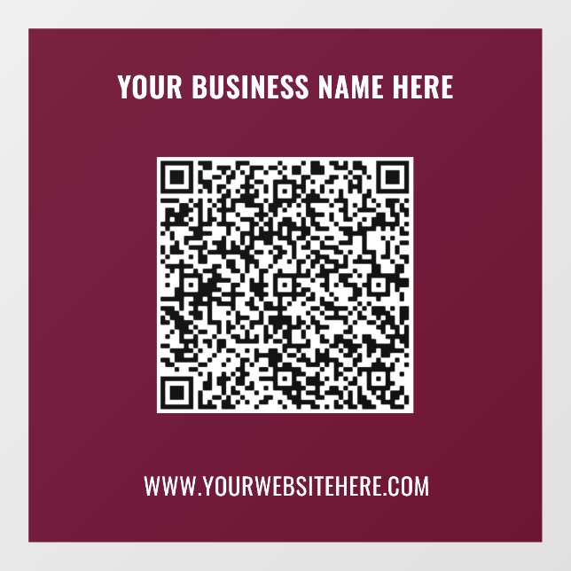 Custom QR Code and Text Window Cling Choose Colors (Sheet)