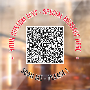 Custom QR Code and Text Window Cling Template