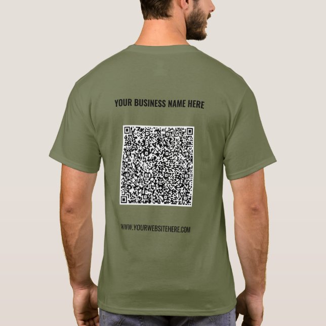 Custom QR Code and Text Your Business T-Shirt (Back)
