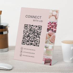 Custom QR Code Bakery Confectionery Cake Shop  Pedestal Sign