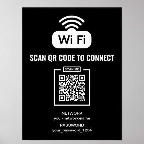 Custom QR Code Black and White Internet Password Poster