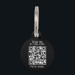 Custom qr code black dog collar Round Pet Tag<br><div class="desc">Custom Qr code tag for pet collar. Tags on medal with qr code if your domestic animal (dog, cat) is lost. Create a page linked to the Qr code to write information about your animal. Animal (dogs, cats) qr code tag. Simple animal black minimalist pet collar medal. Dont' forget to...</div>