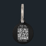 Custom qr code black dog collar Round Pet Tag<br><div class="desc">Custom Qr code tag for pet collar. Tags on medal with qr code if your domestic animal (dog, cat) is lost. Create a page linked to the Qr code to write information about your animal. Animal (dogs, cats) qr code tag. Simple animal black minimalist pet collar medal. Dont' forget to...</div>