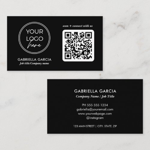 Custom QR Code Black Logo Business Card