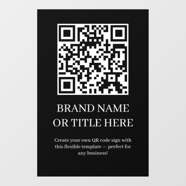 Custom QR Code | Black Modern Minimalist Design Wall Decal (Front)