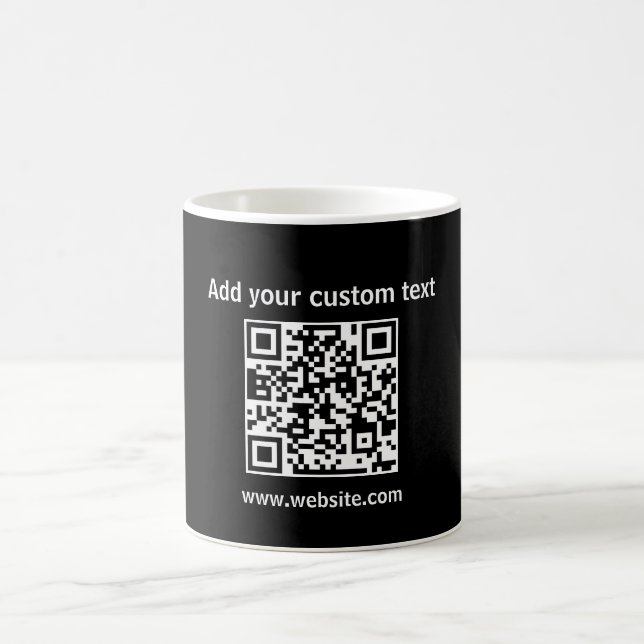 Custom Qr code black simple coffee business Mug (Center)