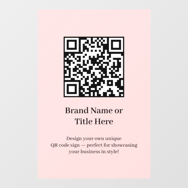 Custom QR Code | Blush Pink Modern Minimal Design Wall Decal (Front)