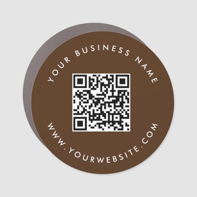 Custom QR Code | Blush Pink Modern Round Bumper Car Magnet (Front)