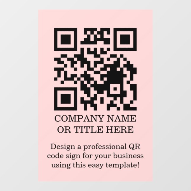 Custom QR Code Blush Pink Modern Wall Decal (Front)