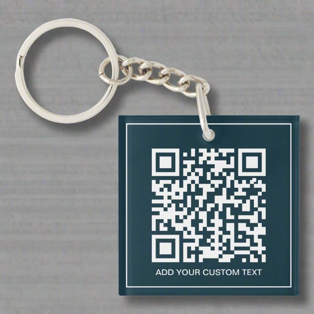 Custom QR Code Branded Business Navy Blue  Keychain (Creator Uploaded)