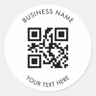 Custom QR Code Business and Text Promotion White Classic Round Sticker
