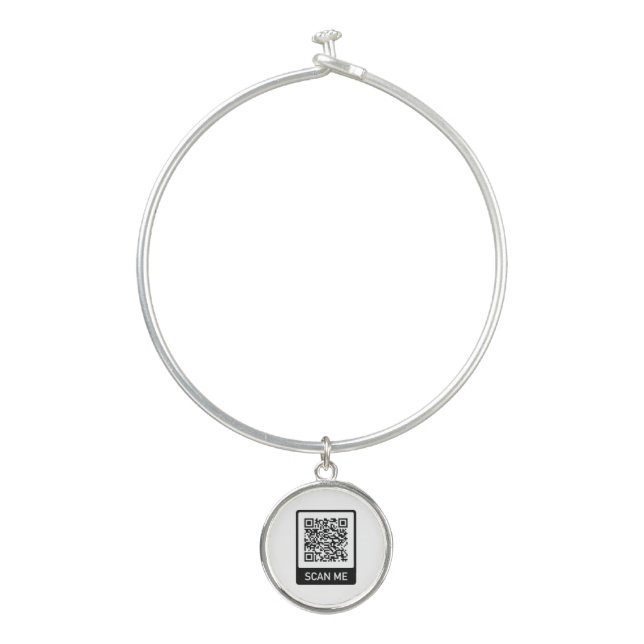 Custom QR Code business Bangle Bracelet (Front)