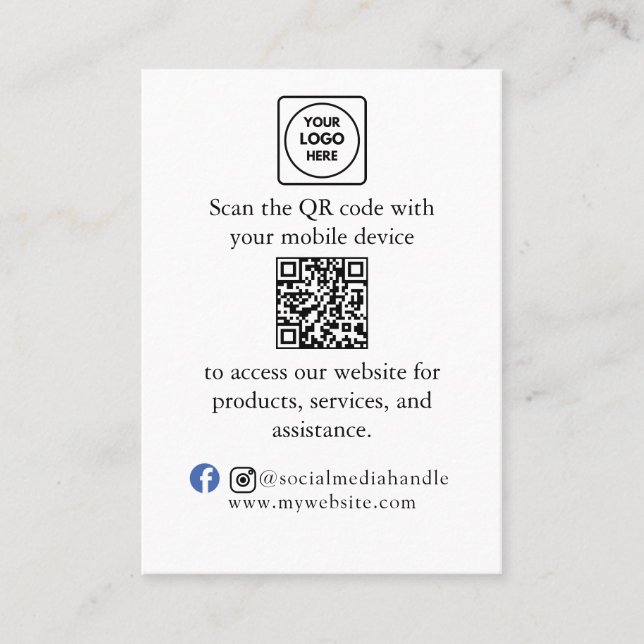 Custom QR Code Business Branding Card Menu  (Front)
