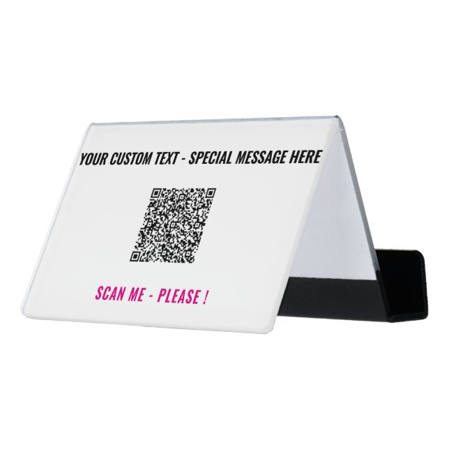 Custom QR Code Business Card Holder Template (Angled Back)
