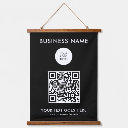 Custom QR Code Business Company Logo Text Template Hanging Tapestry
