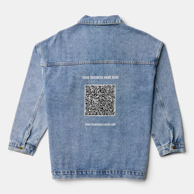 Custom QR Code Business Denim Jacket Example | Zazzle