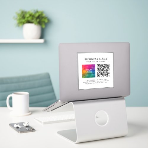 Custom QR Code Business Logo Add Text Matte White Sticker