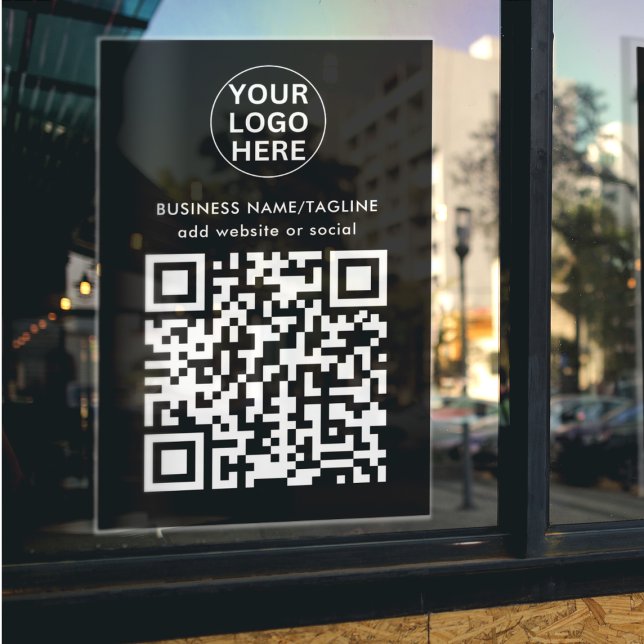 Custom QR Code Business Logo Black & White Text  Wall Decal (Creator Uploaded)