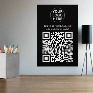 Custom QR Code Business Logo Black & White Text  Wall Decal