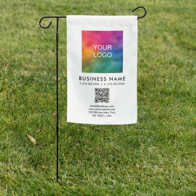 Custom QR Code Business Logo Double Sided Garden Flag (In SItu)