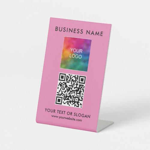 Custom QR Code Business Logo Elegant Pink Best Pedestal Sign