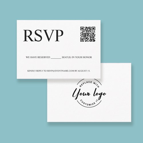 Custom QR Code Business logo Email RSVP  Enclosure Card