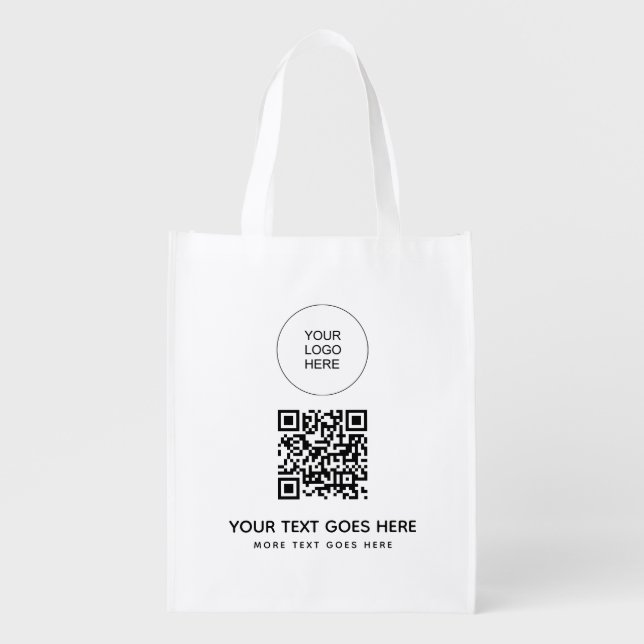 Custom QR Code Business Logo Front Print Grocery Bag (Front)