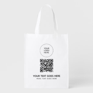 Custom QR Code Business Logo Front Print Grocery Grocery Bag