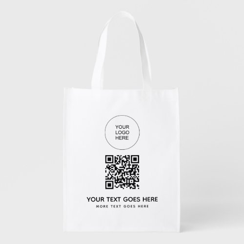Custom QR Code Business Logo Front Print Grocery Grocery Bag