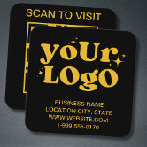 QR Code Business Logo | Black Holographic Modern Business Card