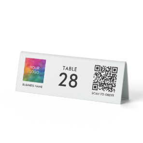 Custom QR Code Business Logo Here Scan Me Number Table Tent