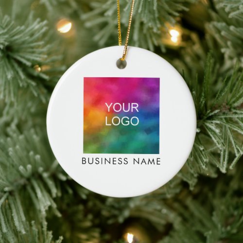 Custom QR Code Business Logo Minimal Template Ceramic Ornament