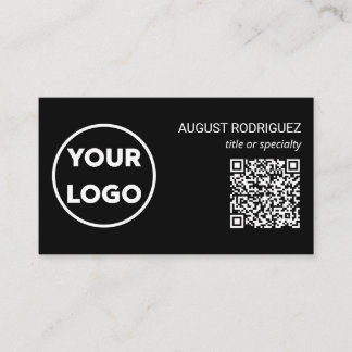 Custom QR Code Business Logo Modern Black Card