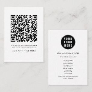 Custom QR Code Business Logo Modern Elegant Note Card