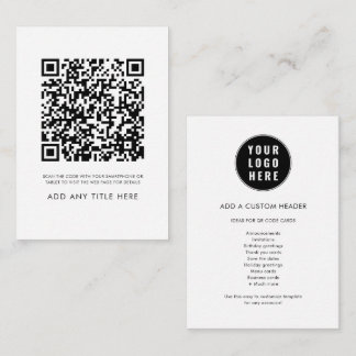 Custom QR Code Business Logo Modern Elegant Note Card