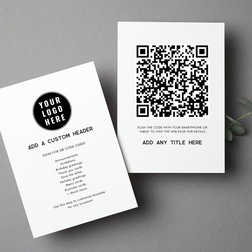 Custom QR Code Business Logo Modern Trendy Note Card