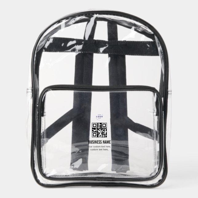 Custom QR Code Business Logo Name Template Clear Backpack (Front)