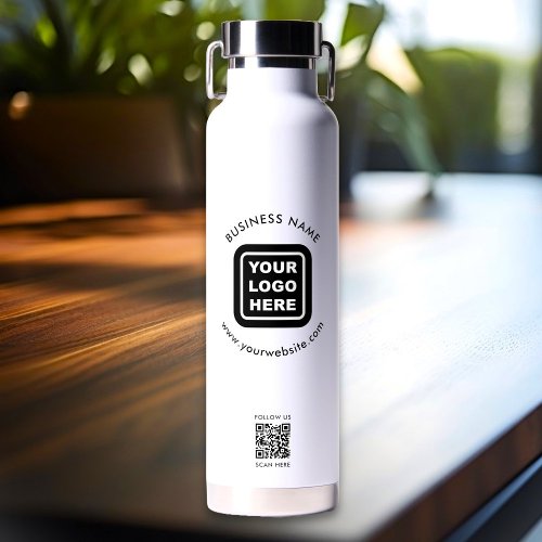 Custom QR Code Business Logo Name Text Water Bottle