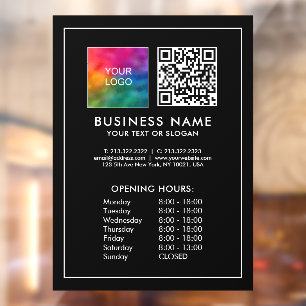 Custom QR Code Business Logo Opening Hours Shop Window Cling