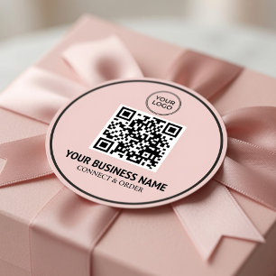 Custom QR Code Business Logo Personalized Branding Classic Round Sticker