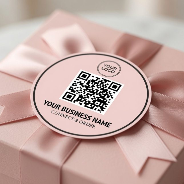 Custom QR Code Business Logo Personalized Branding Classic Round Sticker (Creator Uploaded)